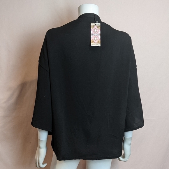 Boohoo Black 3/4 Sleeve Kimono Top size M/L - Picture 3 of 5